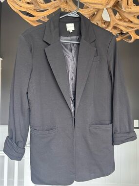 Ellison Black Draped Open-Front Blazer